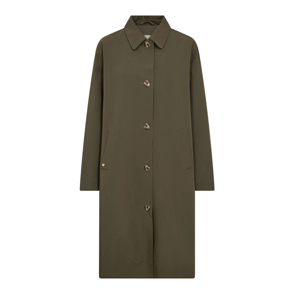 MOS MOSH Regen Trenchcoat Zeeschildpad Stijl Green Dames