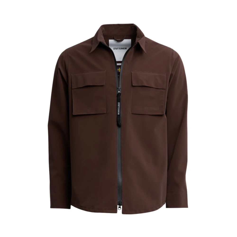 Stutterheim Waterdicht Met Rits Overshirt Brown Heren
