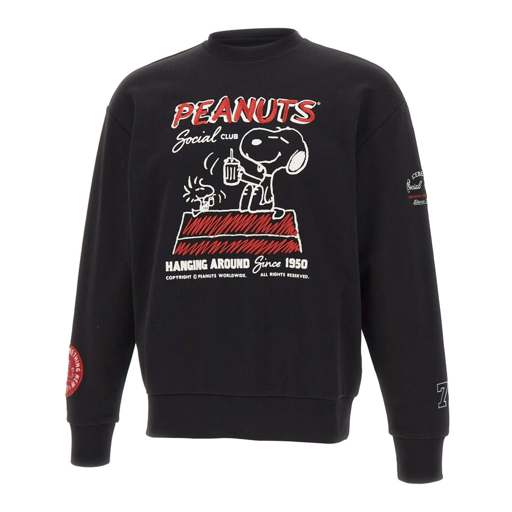 Iceberg Men's Black Peanuts Crewneck Sweatshirt - Sweatshirts - L - Sweatshirts & Hoodies