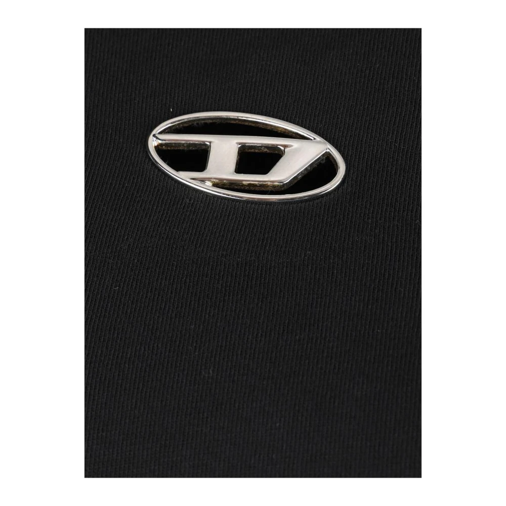 Diesel Logo Applique Cropped Cotton Hoodie Black Dames