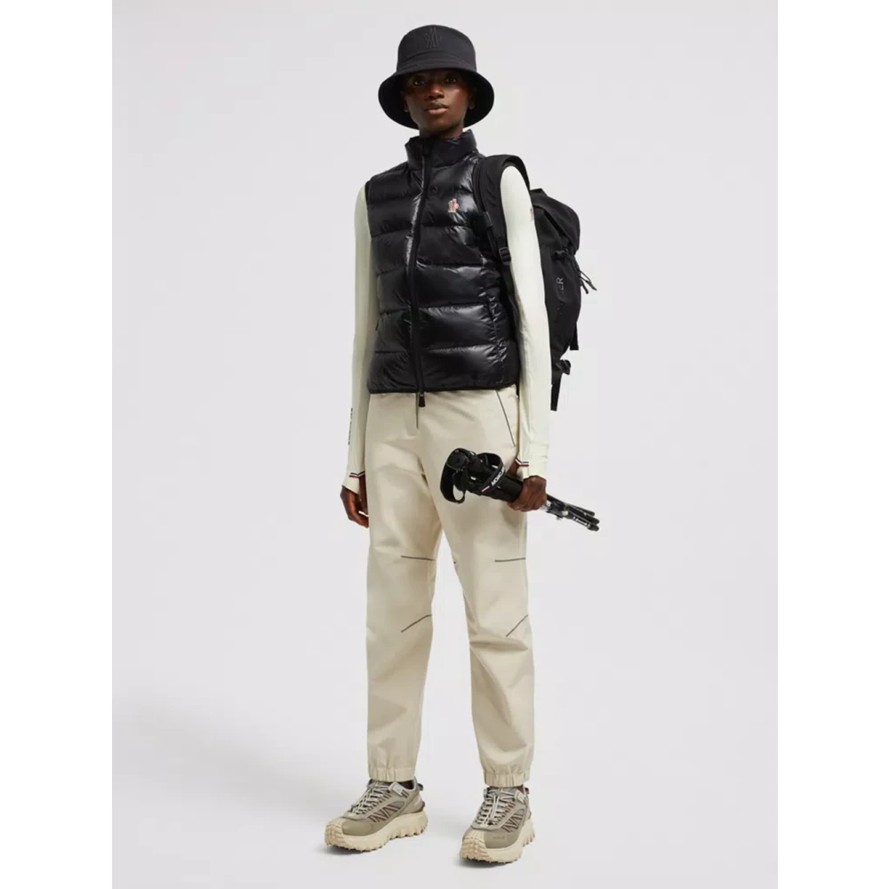 Moncler Zwarte Gewatteerde Nylon Jas Ritssluiting Black Dames