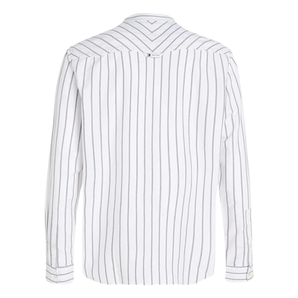 Tommy Hilfiger Wit Gestreept Shirt met Klein Vooraan Logo White Heren