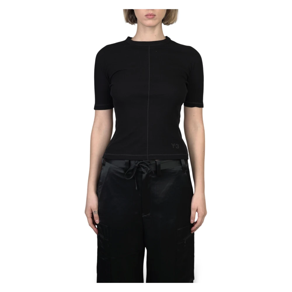 Y-3 Zwarte Fitted Tee Shirt Black Dames