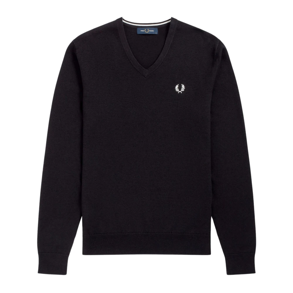 Fred Perry Merinoull V-ringad Tröja Black, Herr