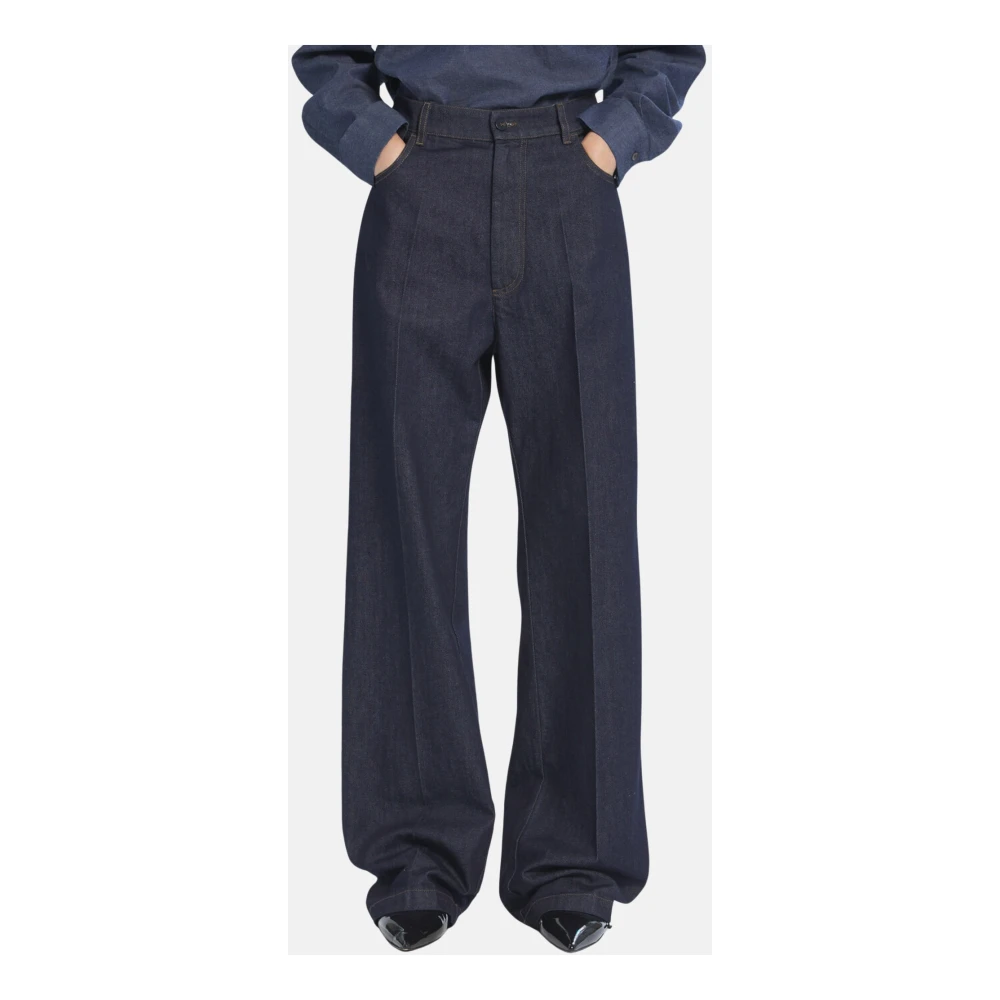 Barena Venezia Wijde denim rinse broek Blue Dames