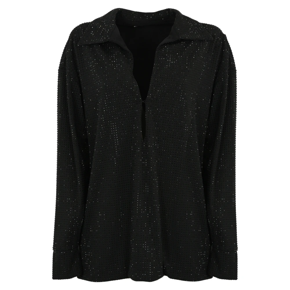 Philosophy di Lorenzo Serafini Sprankelende Jersey Blouse met Strass Black Dames