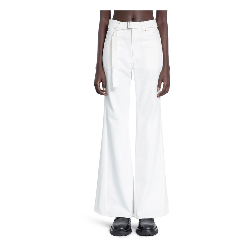 Sacai Witte High-Waisted Denim Broek White Dames