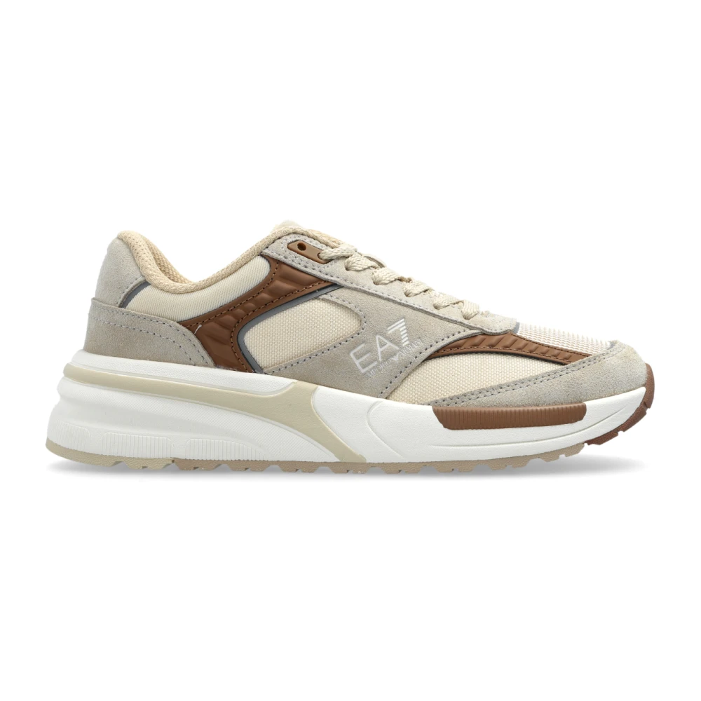 Emporio Armani Ea7 Damen Beige Sportschuhe Mit Logo
