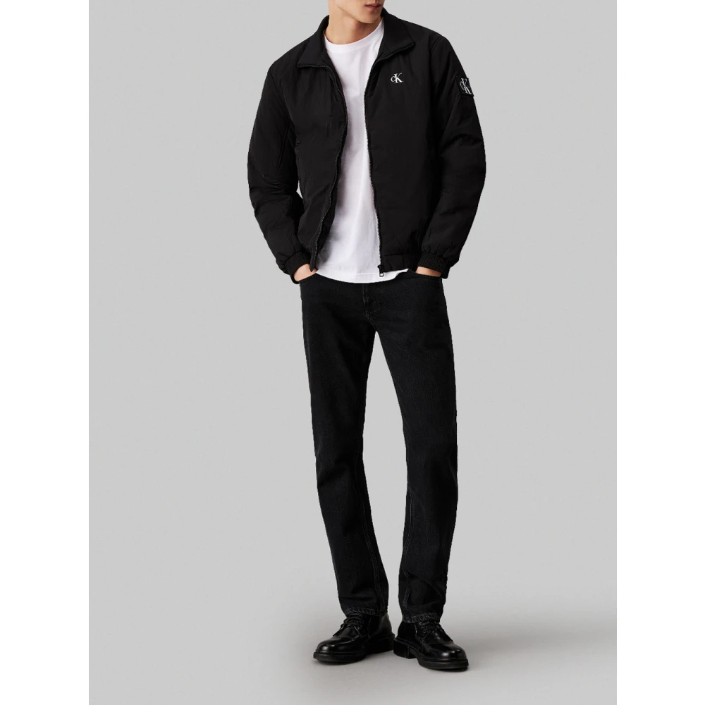 Calvin Klein Zwarte Gewatteerde Harrington Jassen Black Heren
