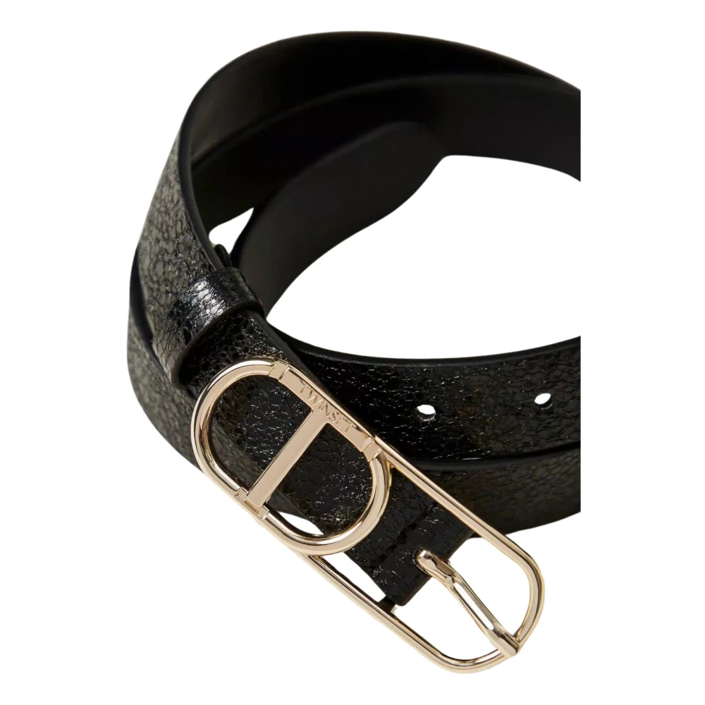 Twinset Zwart Leren Ovaal Riem Black Dames