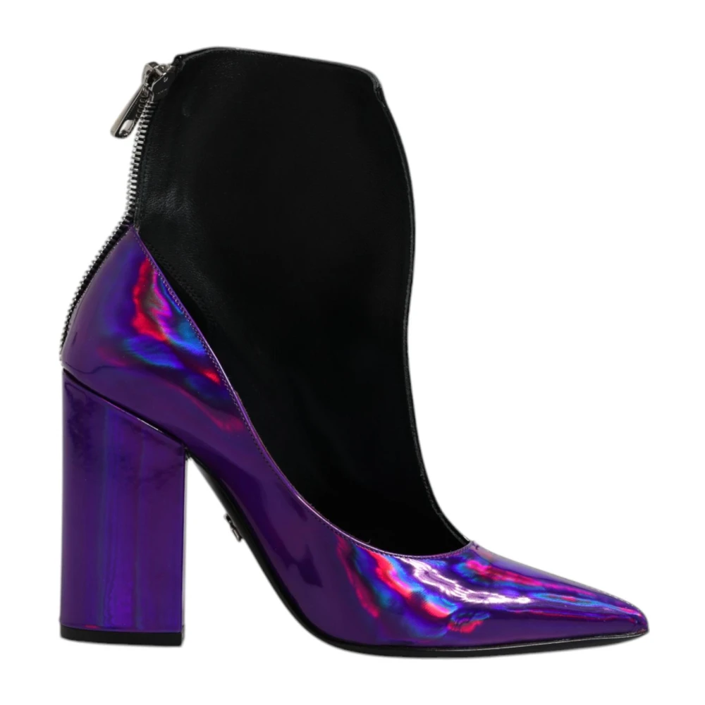 Dolce & Gabbana Women's Black Leather Ankle Boots With Zipper