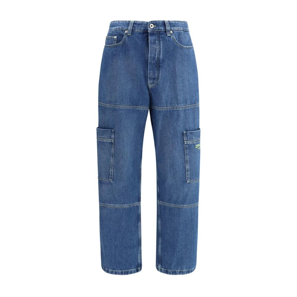 Off White Cargo Jeans met zijzakken Blue Heren