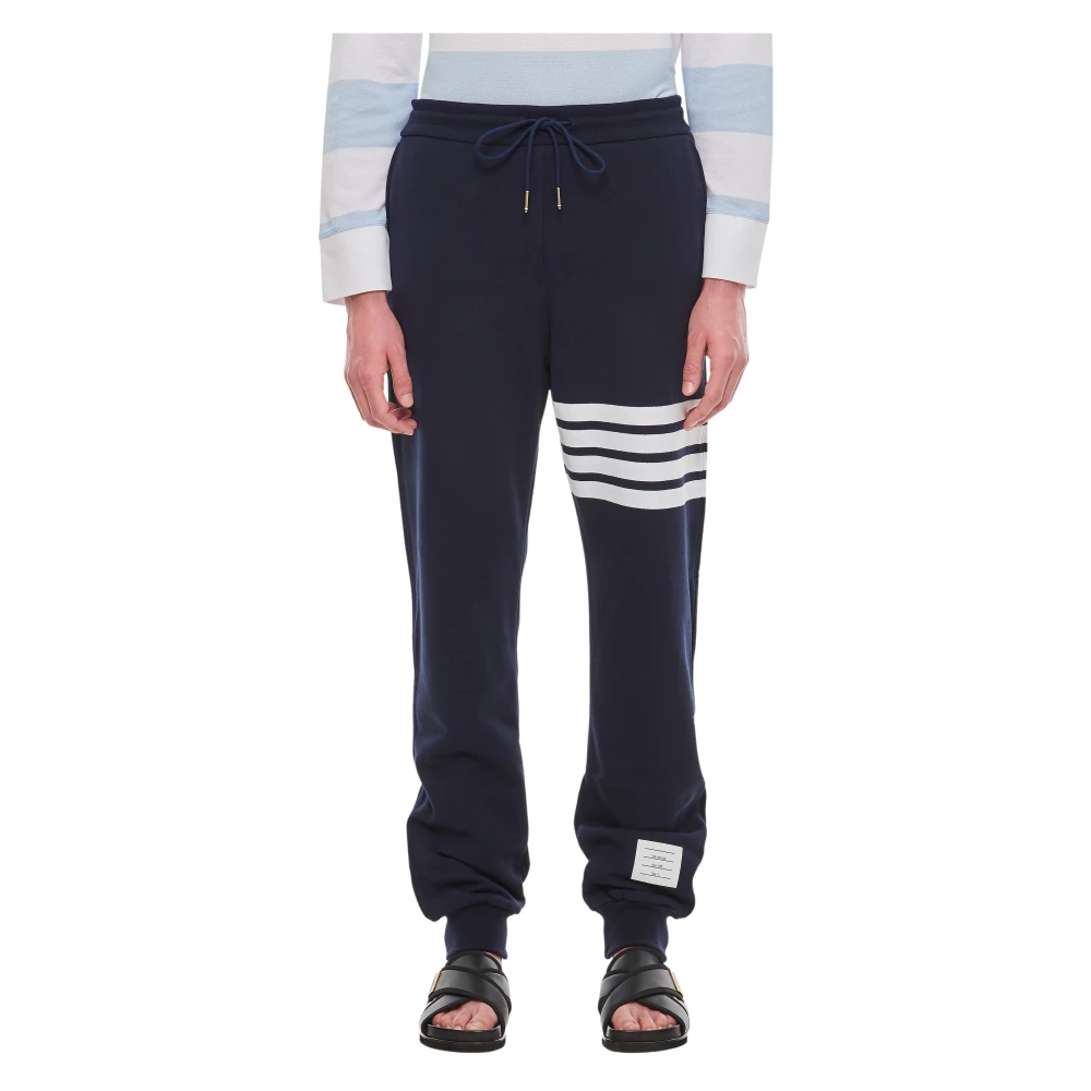 Thom Browne Men's Blue Sweatpants, Xl, Classic Loopback 4-Bar Joggers