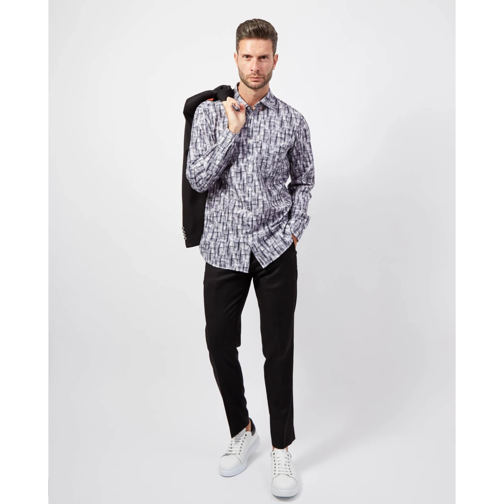 Hugo Boss Gestreept katoenen overhemd met borstzak Multicolor Heren