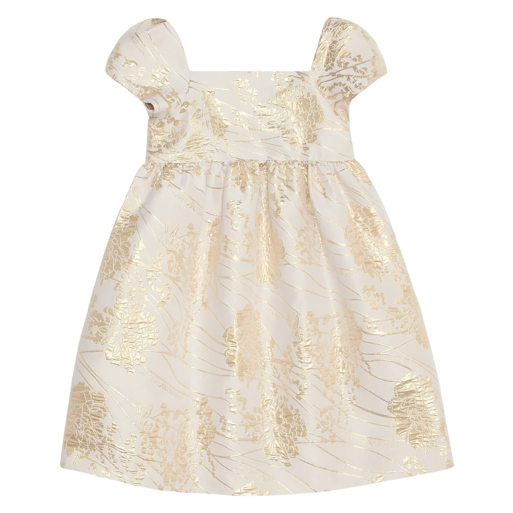Emporio Armani Girls Yellow Dresses, 10 Y, Gold Brocade Dress For Ss2025