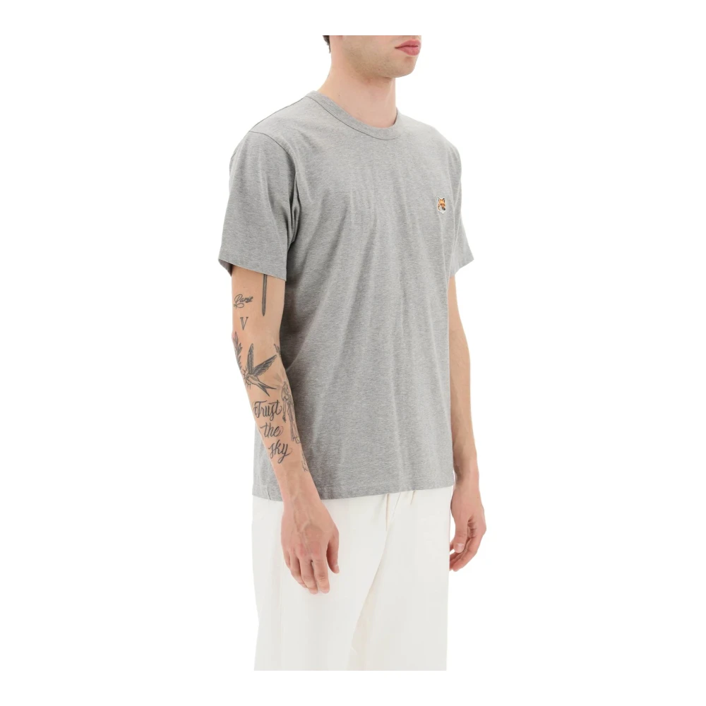 Maison Kitsuné T-shirt met geborduurd vossenhoofd Gray Heren