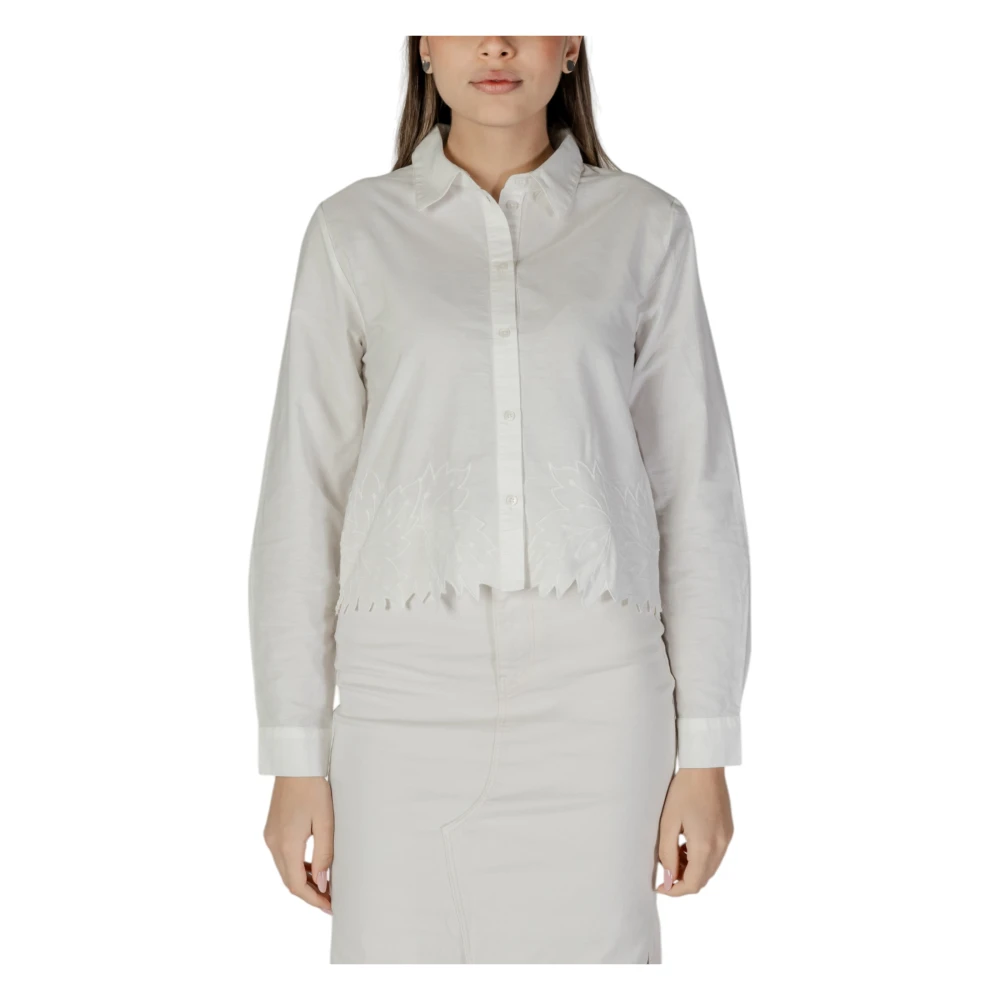 Jacqueline De Yong Women's White Cotton Button-Up Shirt
