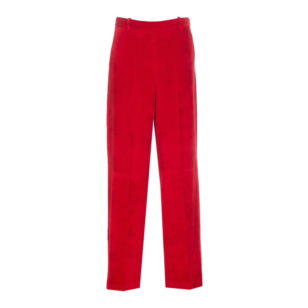 Circolo 1901 Women's Red Straight Trousers, S, Velvet Trousers Zip Closure
