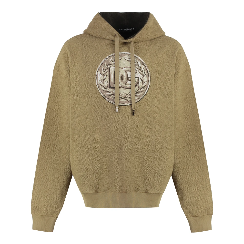 Dolce & Gabbana Gummieffekt Logo Hoodie Beige, Herr