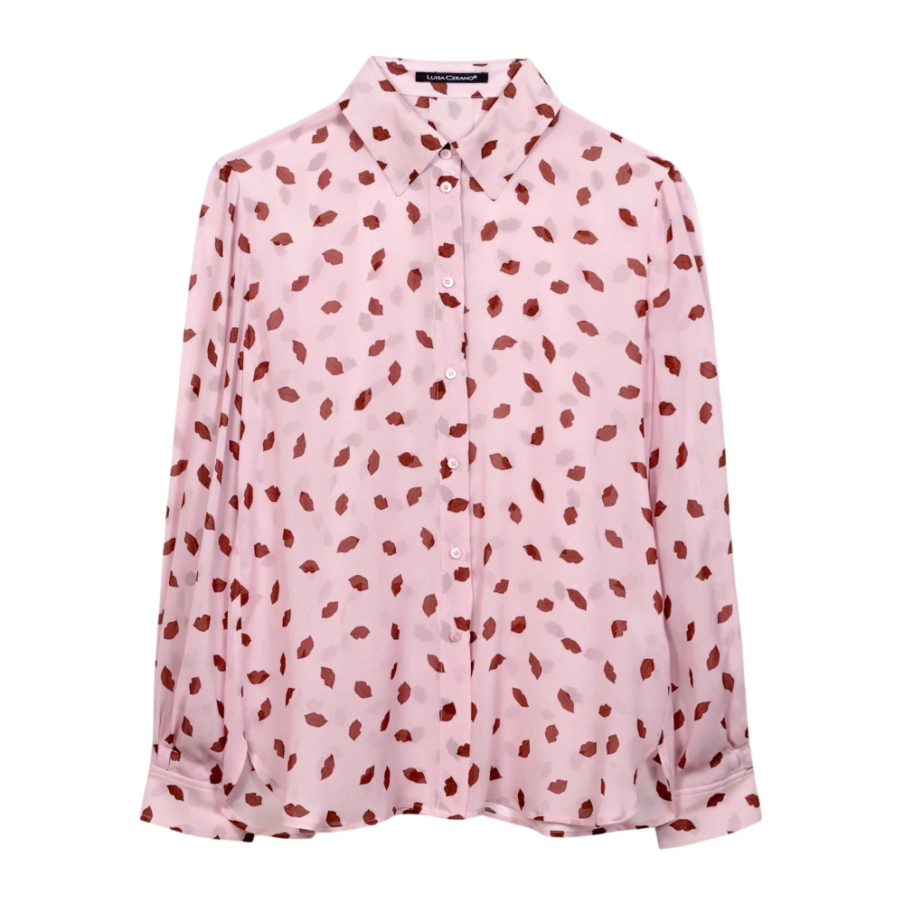 LUISA CERANO Blouse met Lippenprint Verse Roos Pink Dames