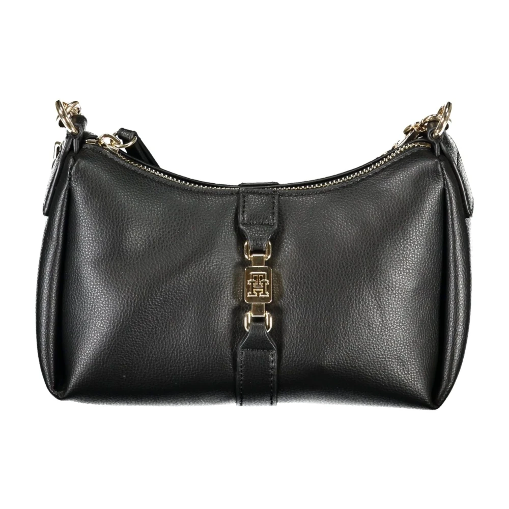 Tommy Hilfiger Zwarte Schoudertas met Ritssluiting Black Dames