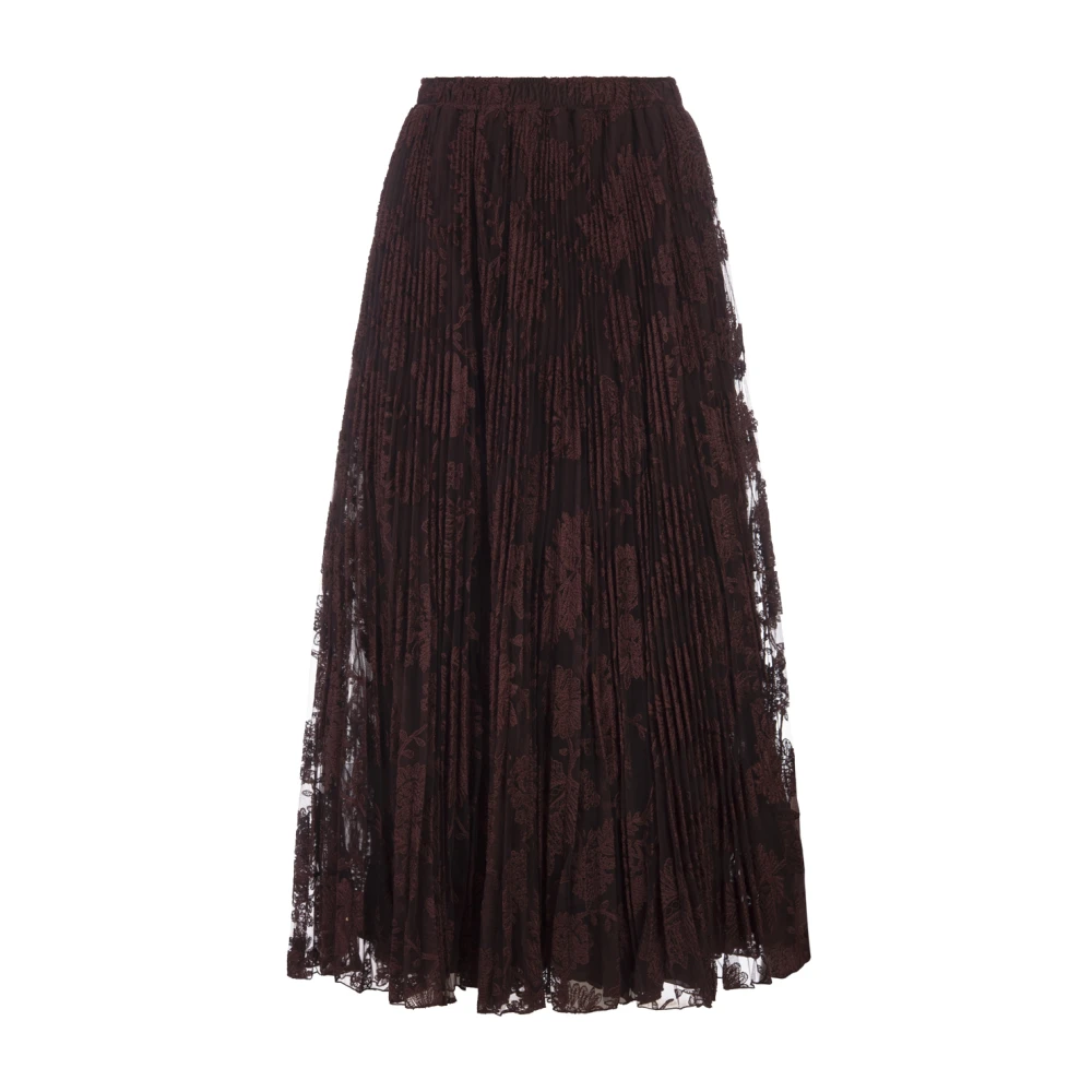 Ermanno Scervino Bruine Kant Midi Rok Geplooid Effect Brown Dames