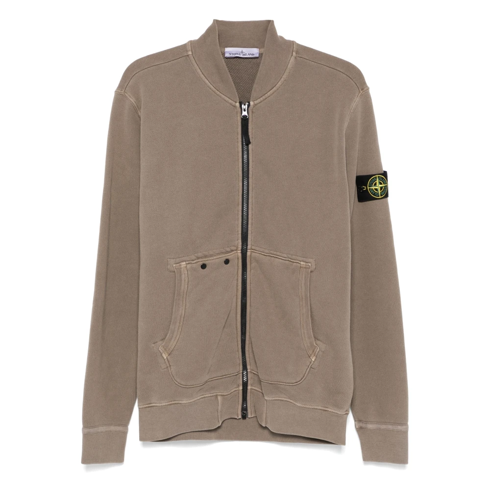 Stone Island Bruine Volledige Rits Zachte Trui Brown Heren