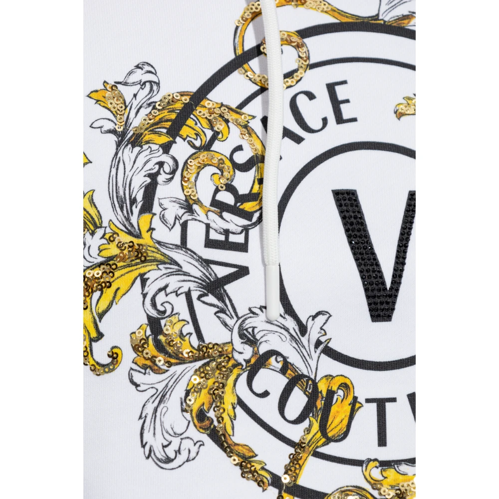 Versace Jeans Couture Sweatshirt met print en glinsterende pailletten White Dames