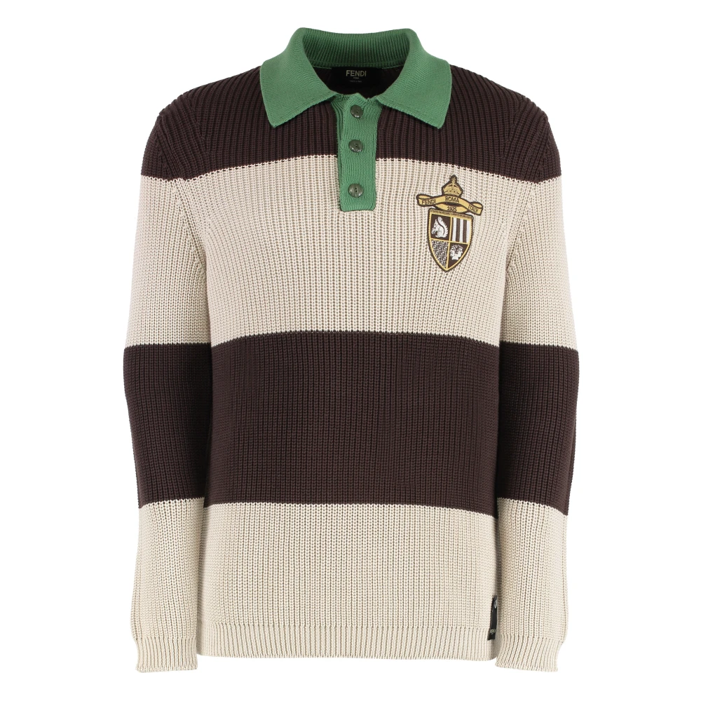 Fendi Men's Knitted Cotton Polo Shirt
