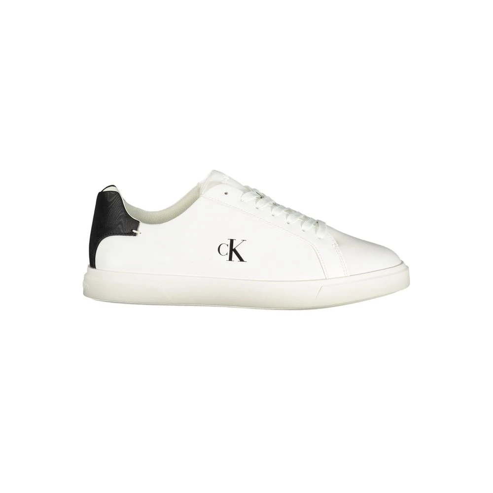 Calvin Klein Women's White Sneakers, 4 Uk, Leather Sneaker