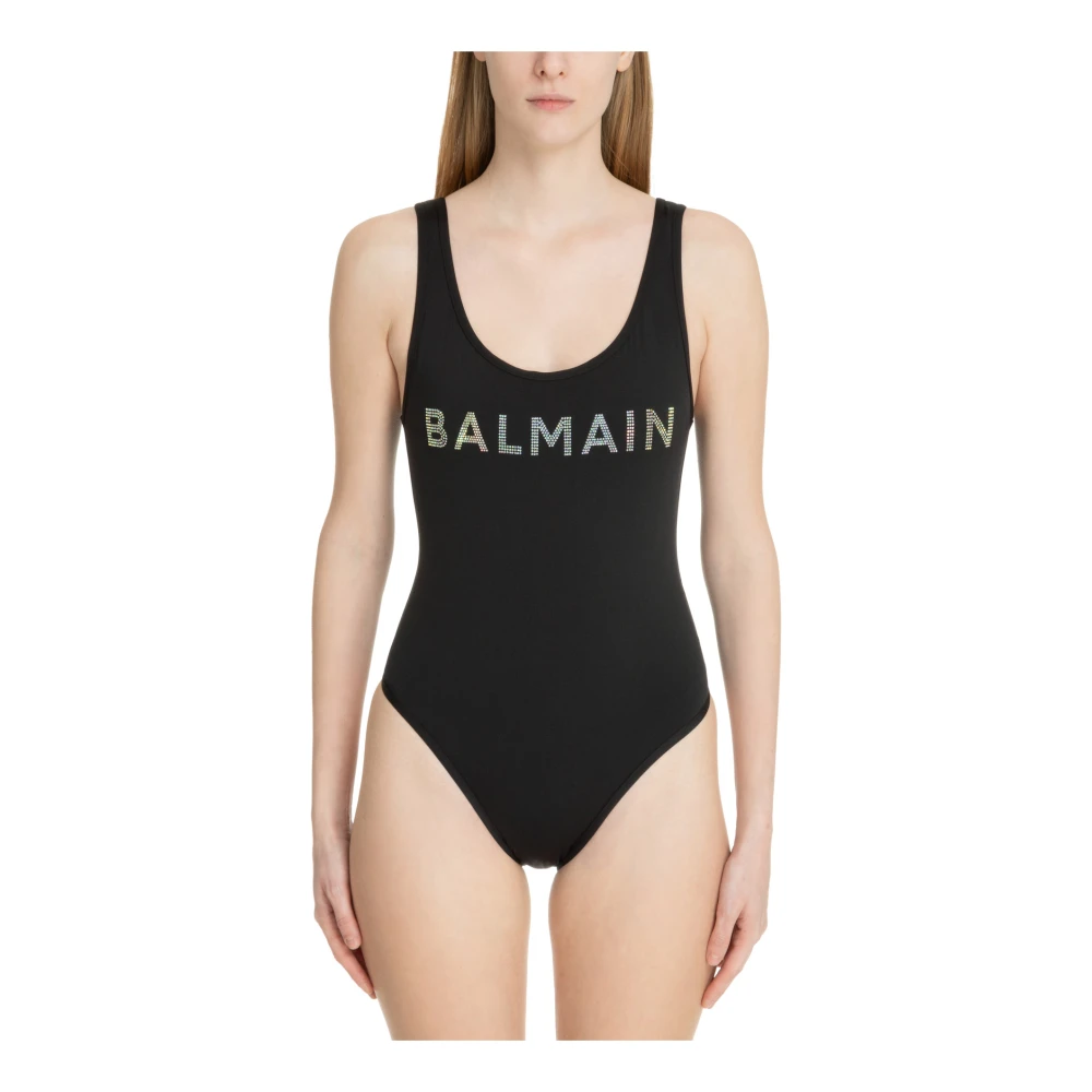 Balmain Logo Swimsuit Black Dames