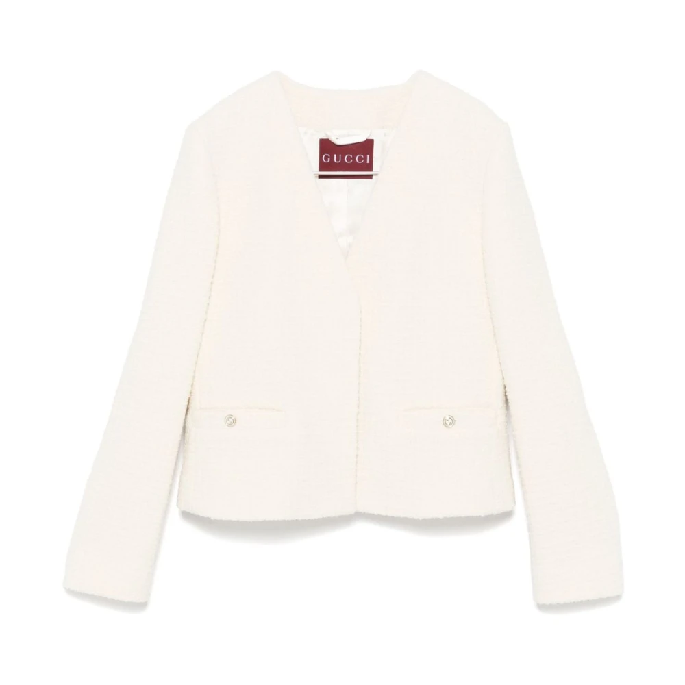 Gucci Witte Bouclé Jas van Wolmix White Dames