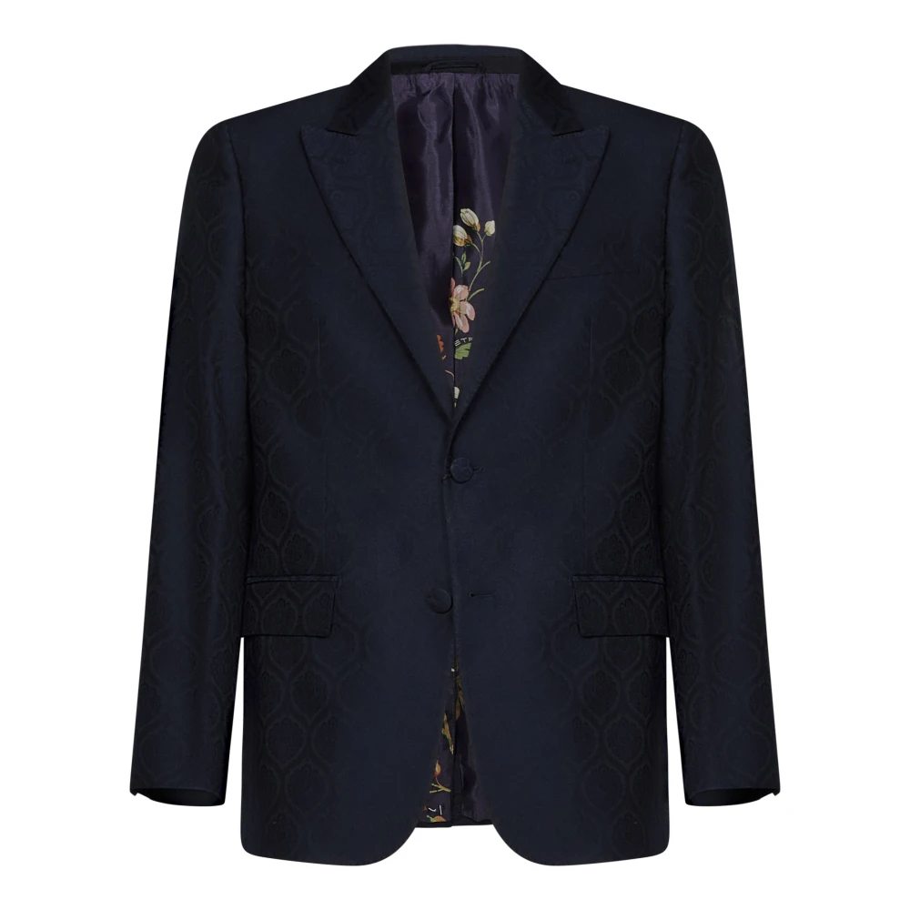 ETRO Single Breasted Suits Blue Heren