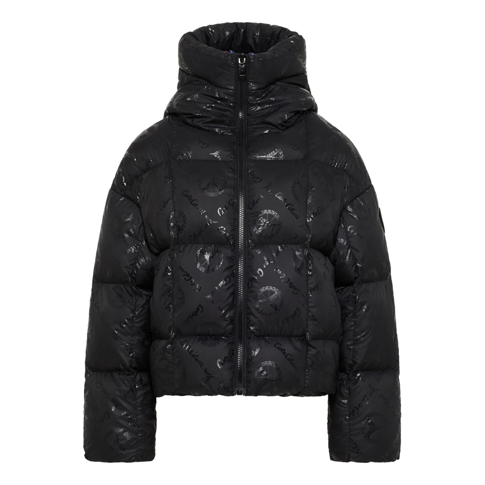 Carlo Colucci Black Winter Jackets, Female, Xl, Padded Oversize Jacket With Unique Badge