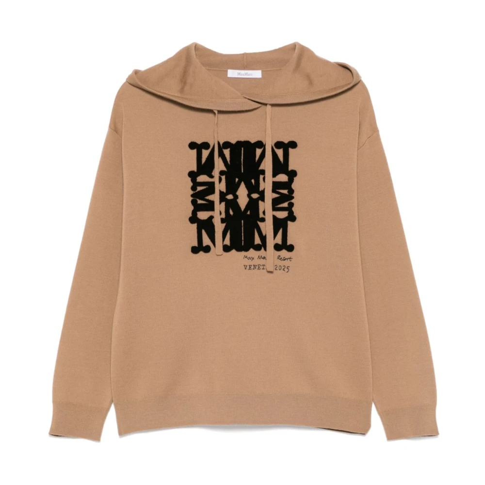 Max Mara Beige Sweater met Trekkoord Capuchon Beige Dames