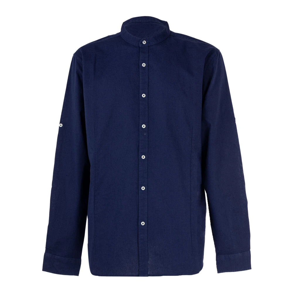 Cashmere Company Blauw linnen overhemd voor mannen Blue Heren