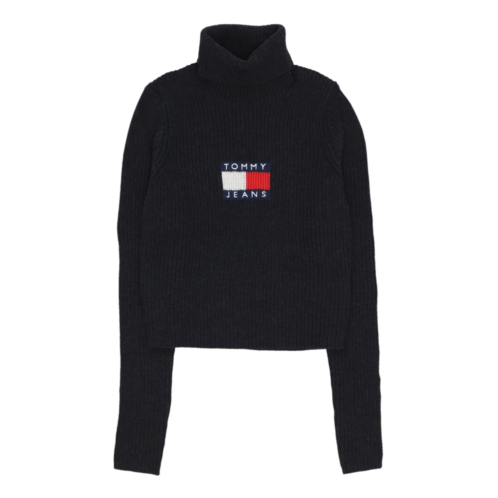 TOMMY JEANS Dames Truien & Vesten Tjw Melange Trtlnck Flag Sweater Zwart