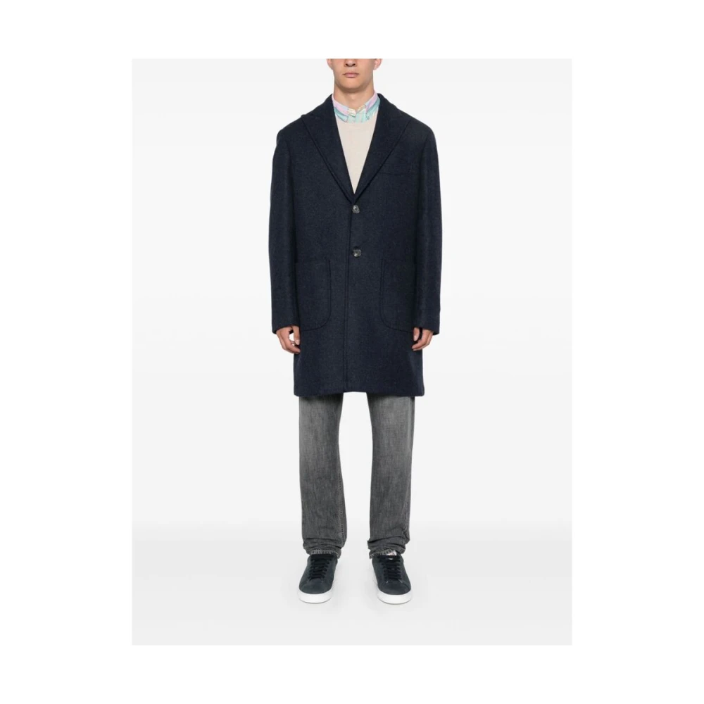 Gabo Napoli Navy Blue Wool Blend Coat Blue Heren