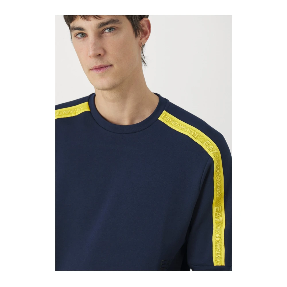 Emporio Armani EA7 Regular Fit Katoenen Trui Blauw Blue Heren