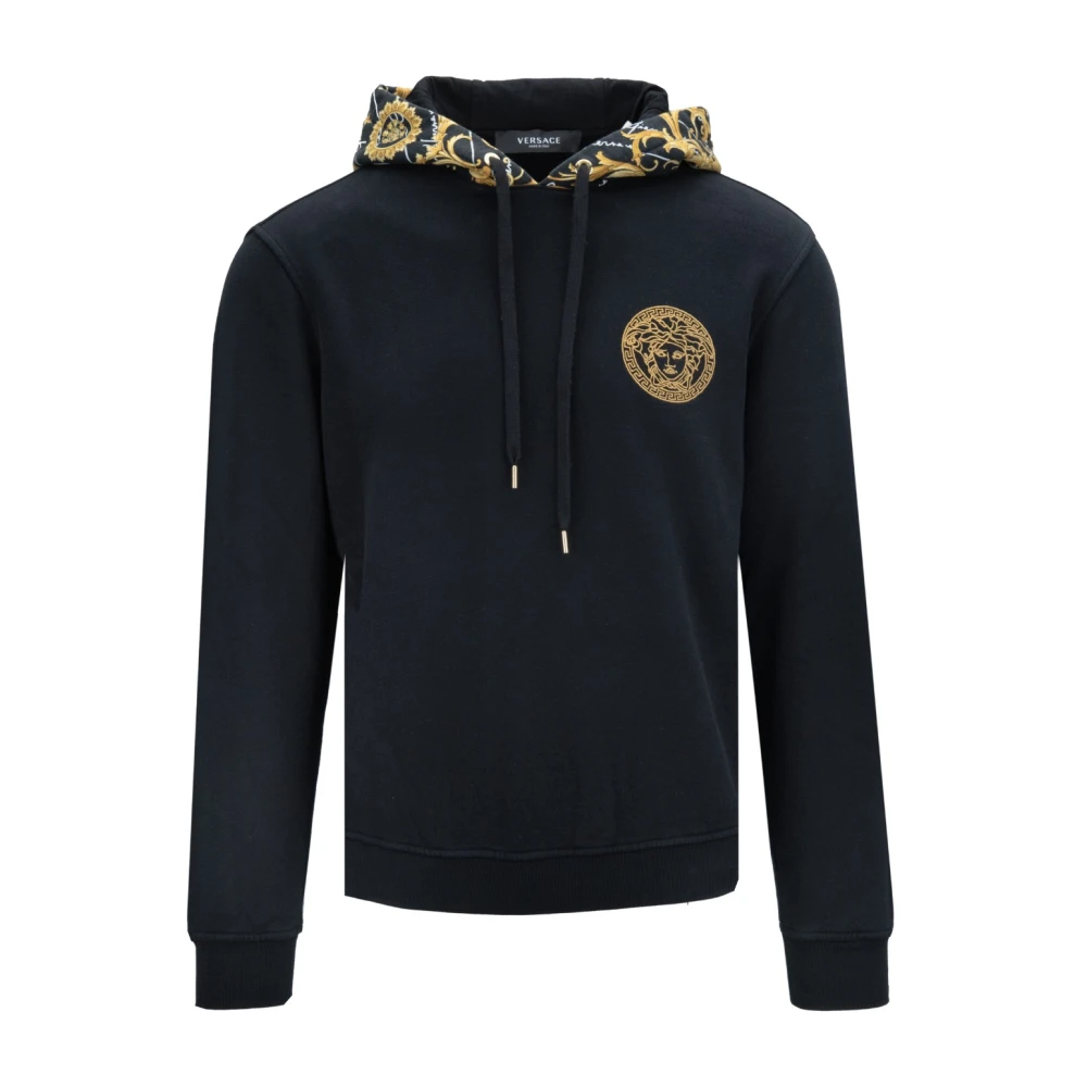 Versace Heren hoodie met Grieks stijl logo Black Heren