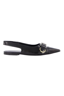 Platta läder slingbacks Elegant Svart Stil