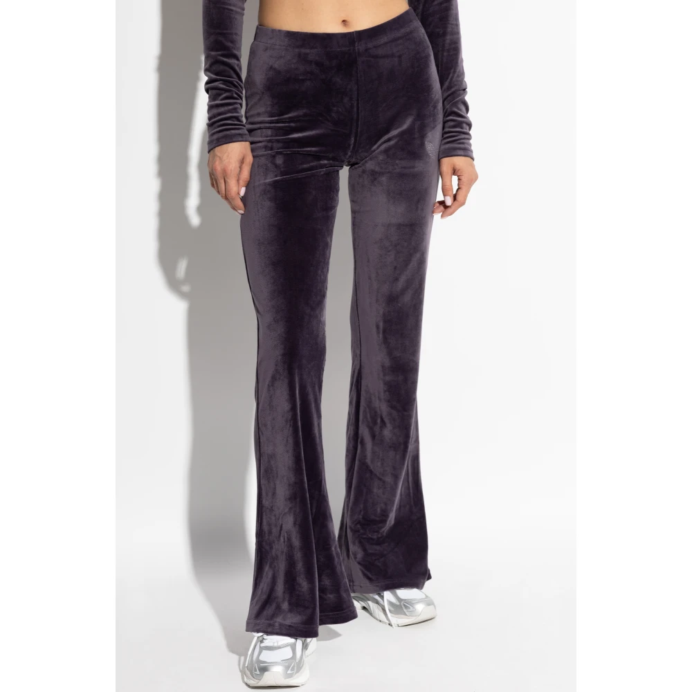 adidas Originals Fluwelen broek met uitlopende pijpen Purple Dames