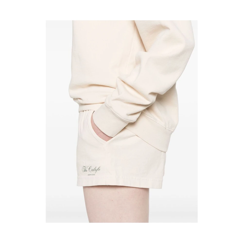 Sporty & Rich Beige Elastische Taille Sportieve Shorts White Dames