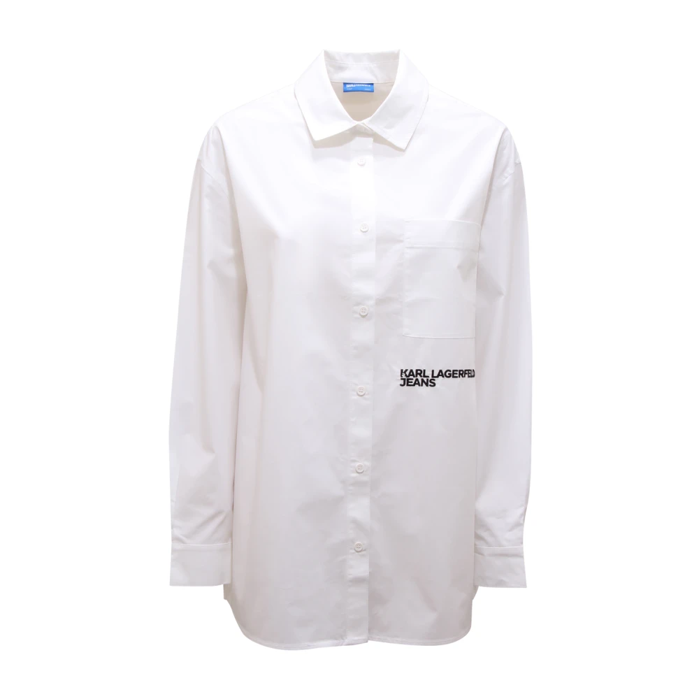 Karl Lagerfeld Women's White Shirts, S, Camicia Oversize Jeans Shirt