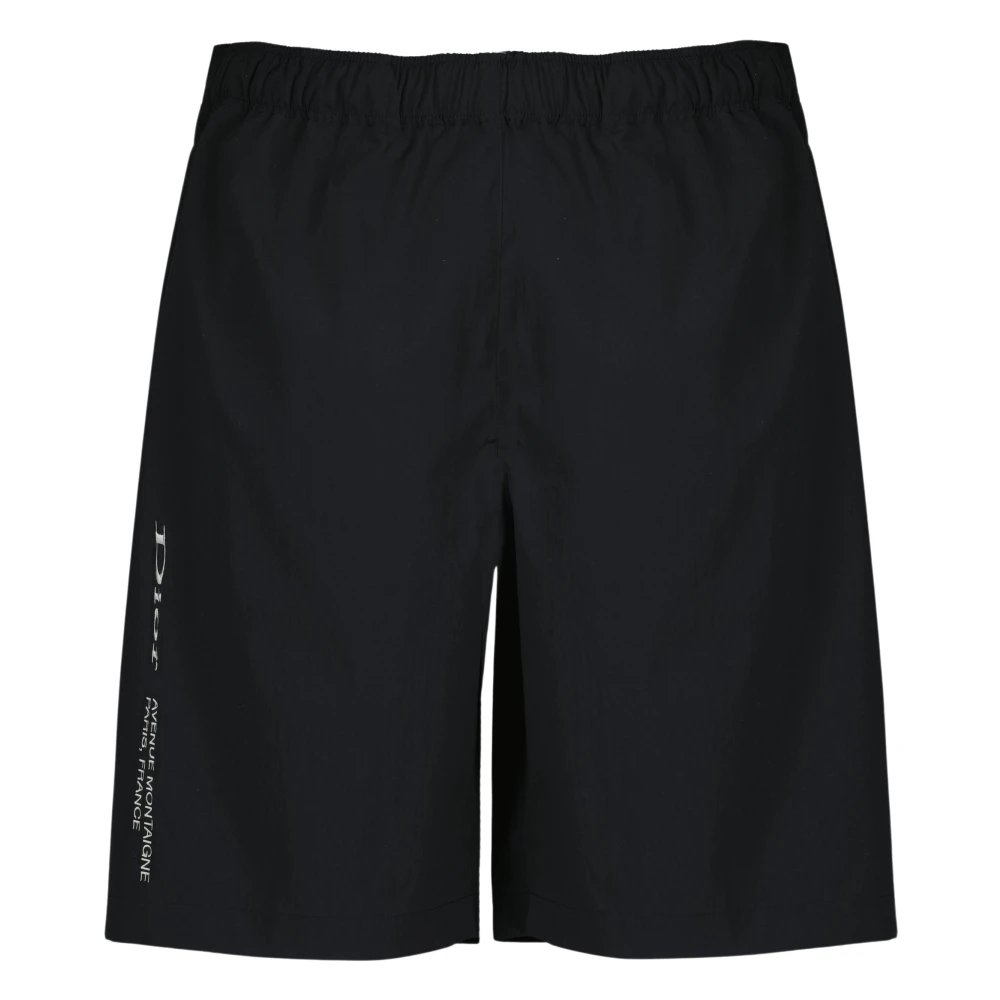 Dior Men's Black Track Shorts With Montaigne Embroidery - Casual Shorts - L - Shorts