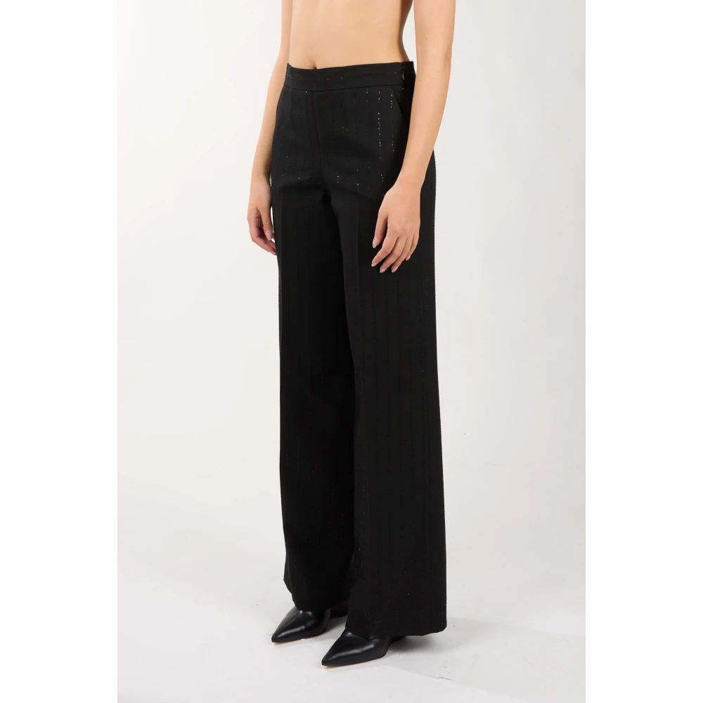 Twinset Pailletten Wijde Pijp Broek Black Dames