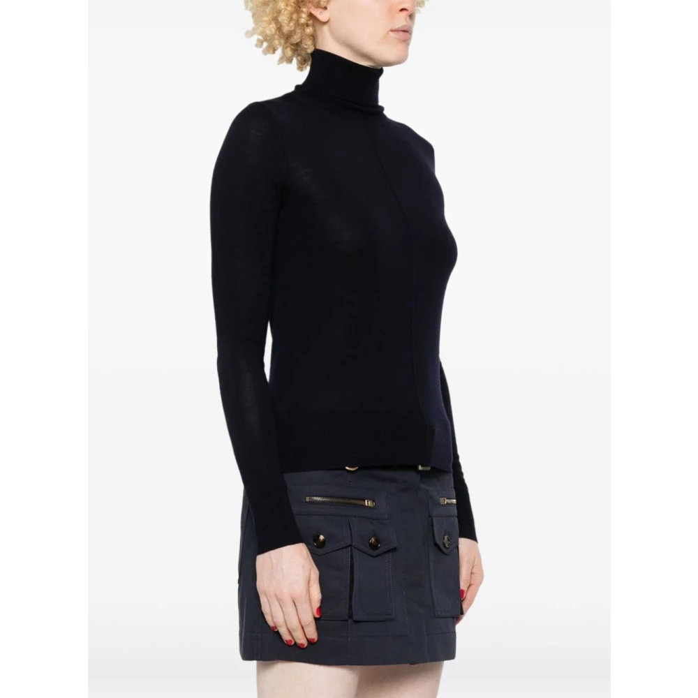 Chloé Navy Blue Wool Turtleneck Sweater Blue Dames