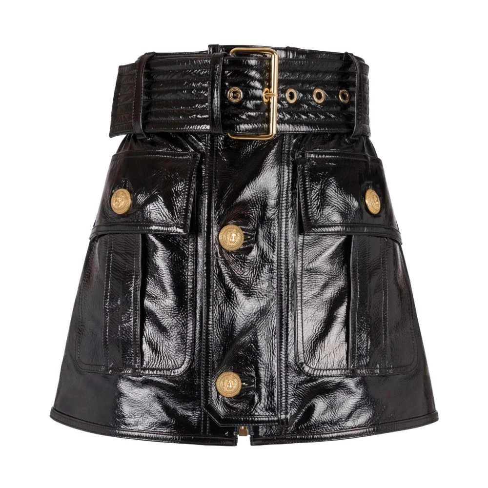 Balmain Noir Patent Leren Riem Black Dames