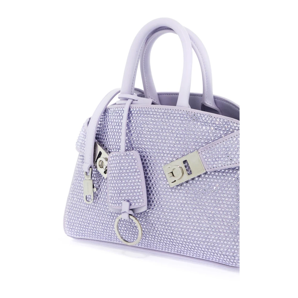 Salvatore Ferragamo Suède handtas met kristallen en verstelbare banden Purple Dames