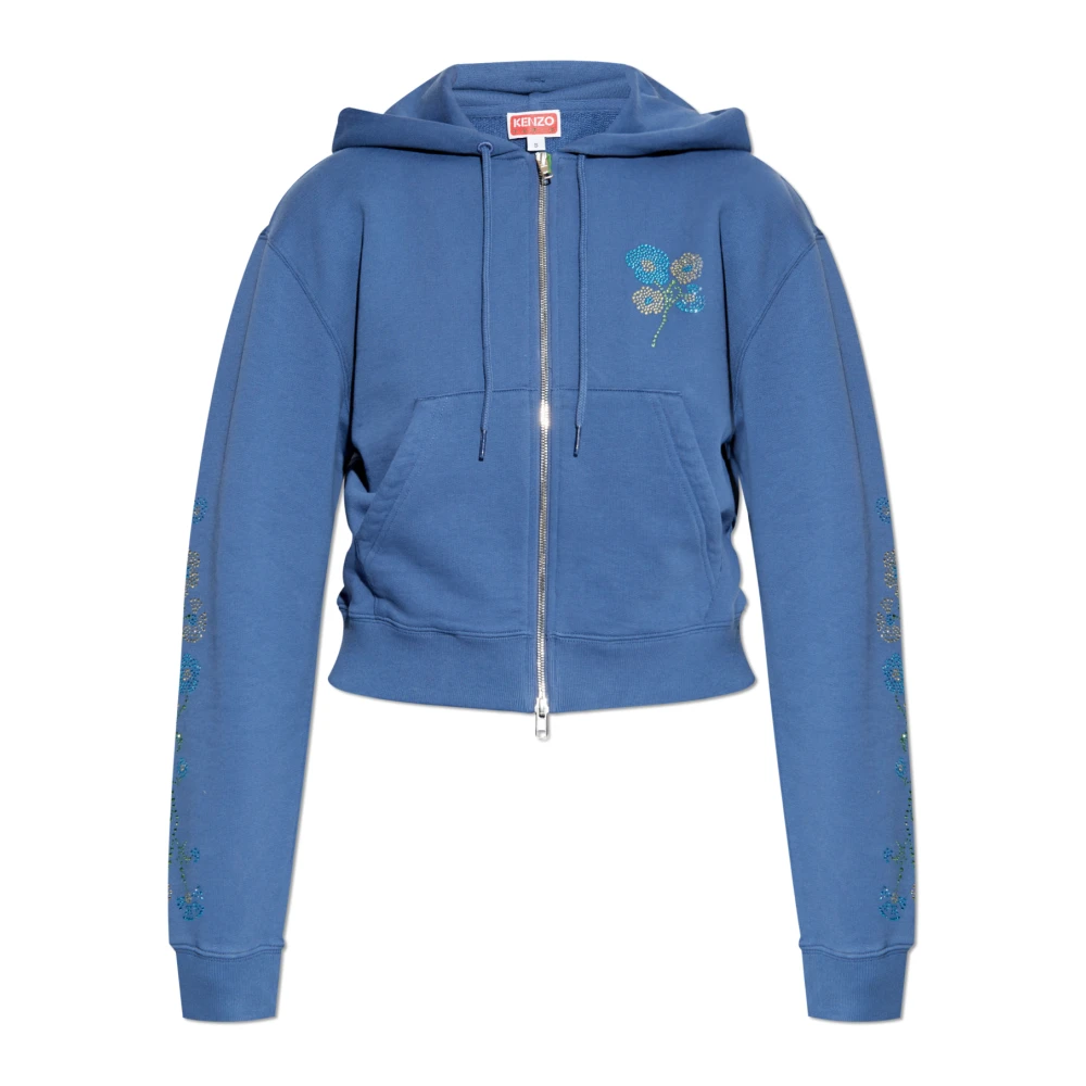 Kenzo Hoodie med skimrande applikationer Blue, Dam